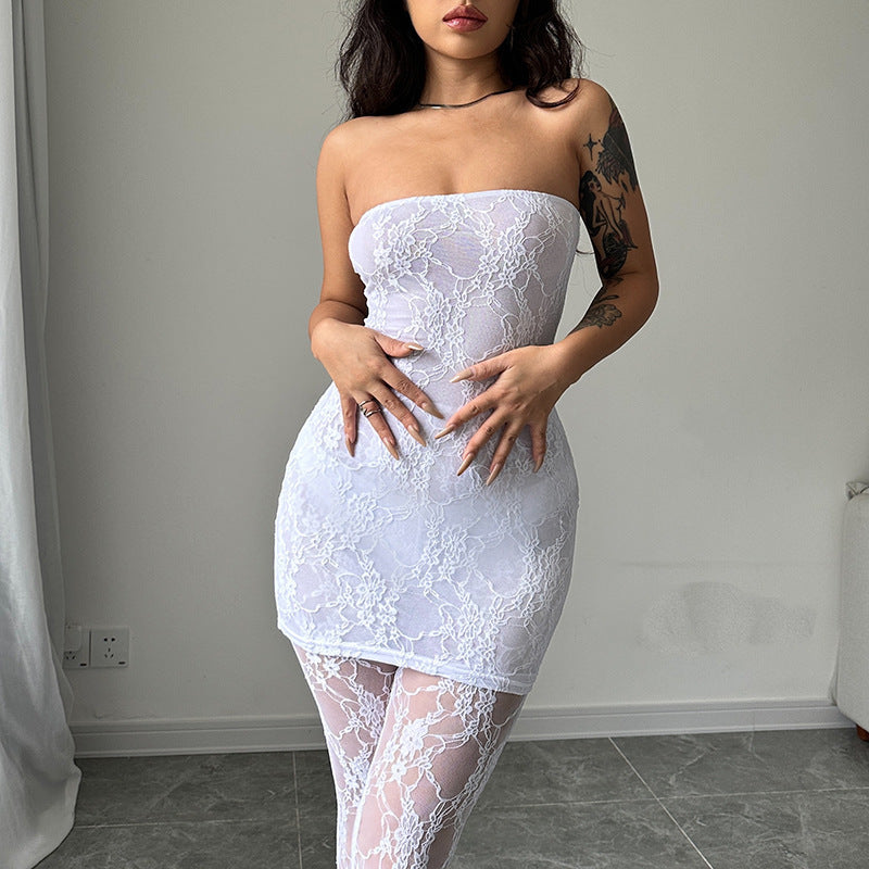 Lace Chest Wrap Dress, Close-fitting Outer Stockings, Suit