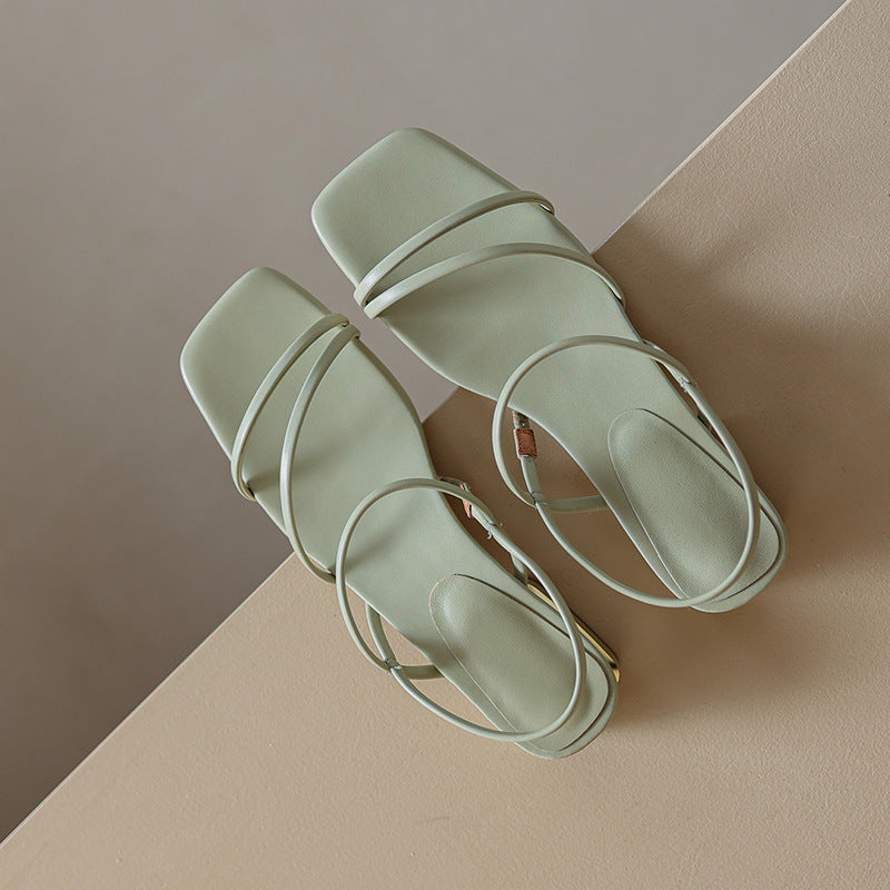 Flat Strap Open-toed Sandals